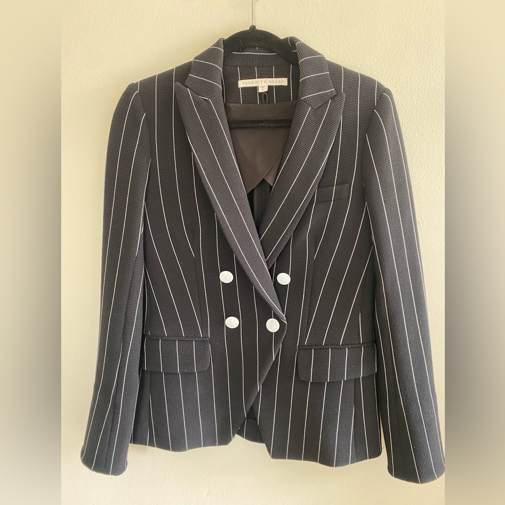 Dark Navy Pinstripe Blazer - Veronica Beard size 6